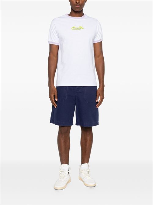 T-shirt uomo Mauna Kea bordino contrasto bianco lilla MAUNA KEA | MKU103MKT100